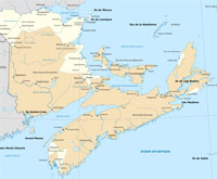 Carte de l’Acadie actuelle