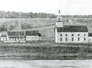 L’église et le collège de Saint-Louis-de-Kent en 1880