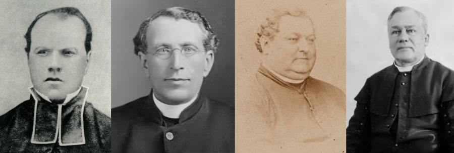 De gauche à droite : Le curé Lafrance, le Père Philias Bourgeois, l’Abbé Hubert Girroir, le Père Stanislas Doucet